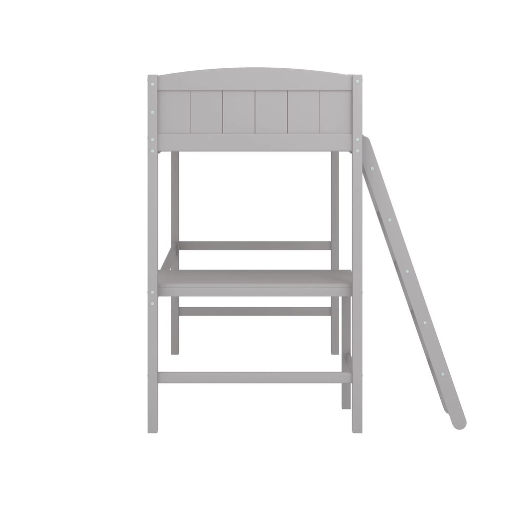 Gray Wood Twin Loft Bed with Desk K234180