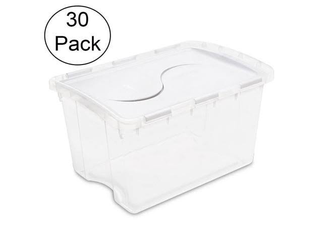 48 Quart Clear Hinged Lid Storage Box Tote (30 Pack) K38264
