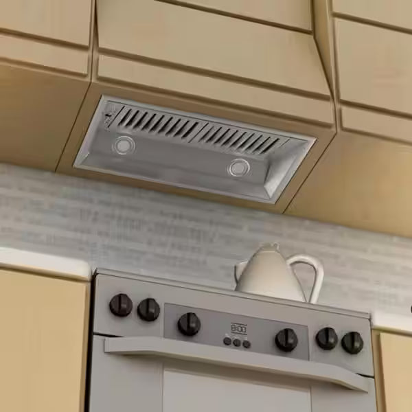 28 in. 700 CFM Ducted Range Hood Insert with Remote Blower in Stainless Steel F53130