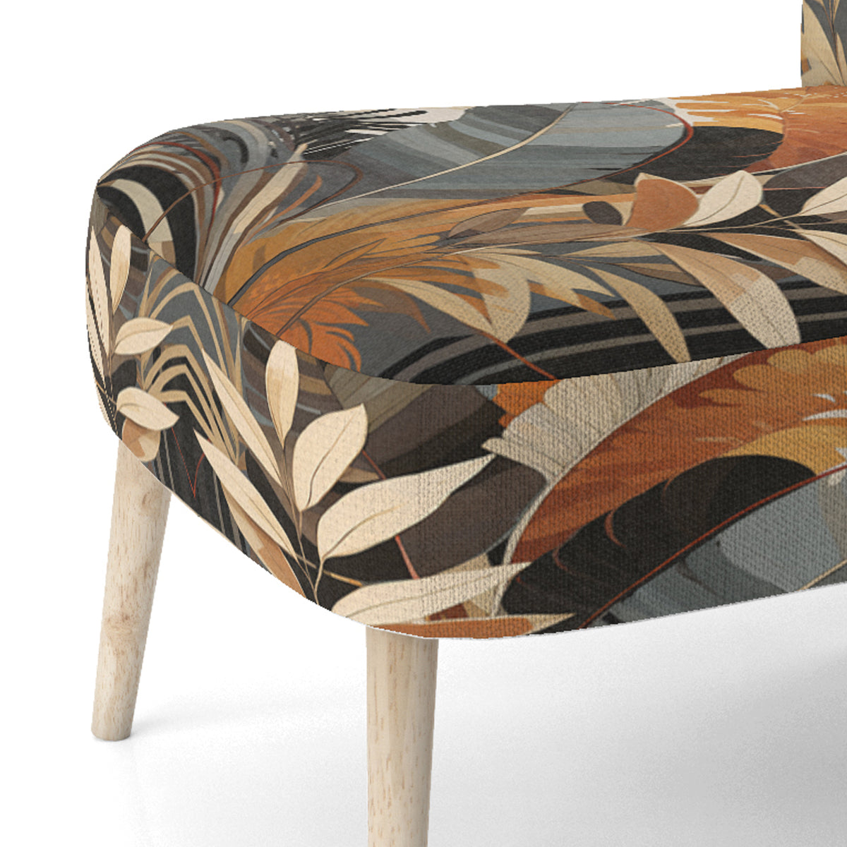 Brown Leaves Floral Pattern Upholstered Accent Chair Z9360