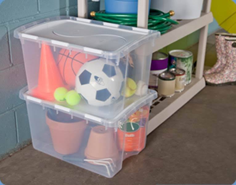 48 Quart Clear Hinged Lid Storage Box Tote (30 Pack) K38264