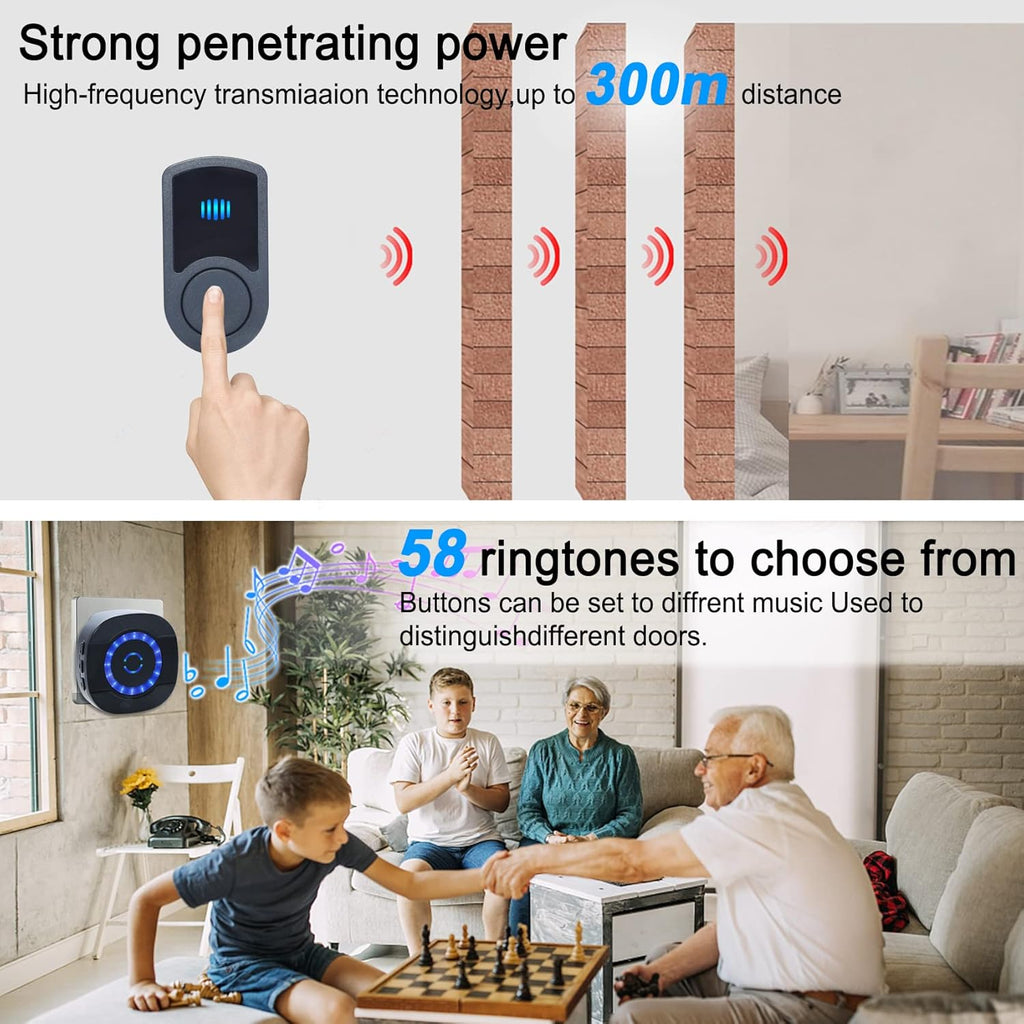 Wireless Caregiver Pager with 3 Plug in Receiver 3 Transmitter F1982