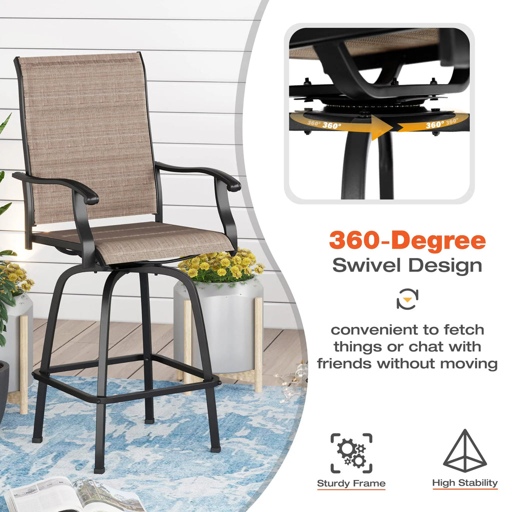 2Pcs Outdoor Metal Swivel Bar Stools O74733