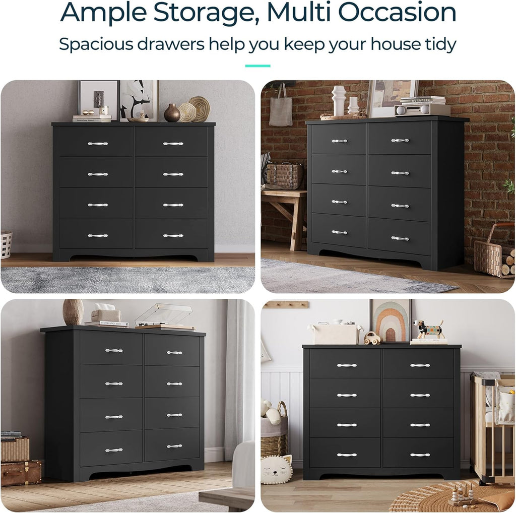 Black 8 Drawer Wood Dresser E95247