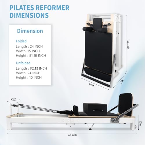 Foldable Pilates Reformer Machine with Aluminum Frame S967