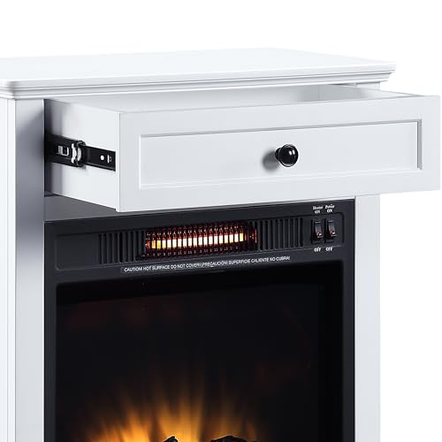 White Electric Fireplace with Mantel and Storage Drawer Z46620