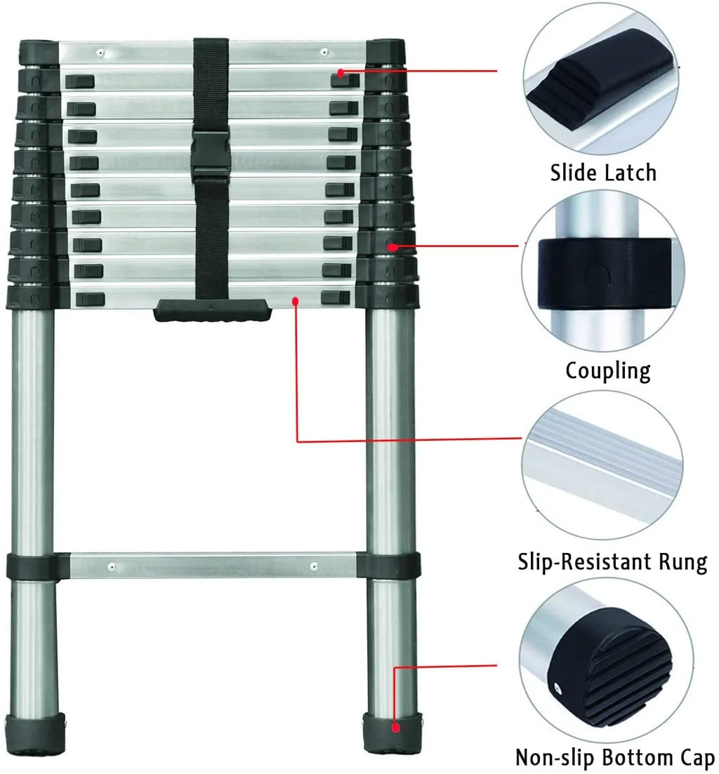 Stainless Steel 11 Step Telescopic Extension Ladder I52334