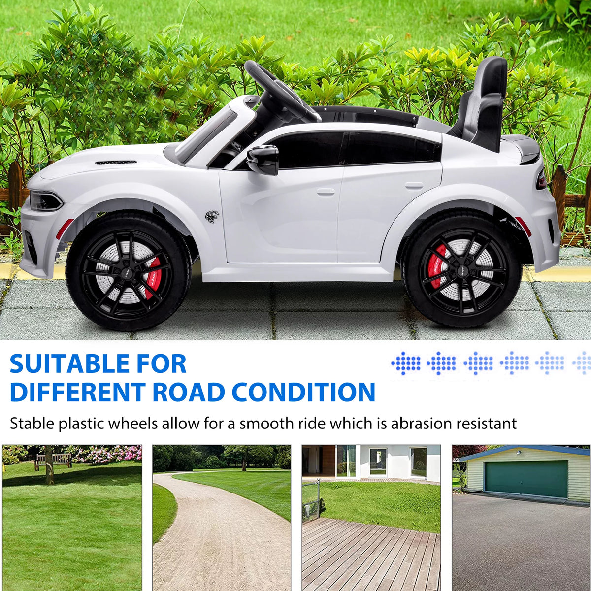 12V White Ride on Car with Remote Control F38752