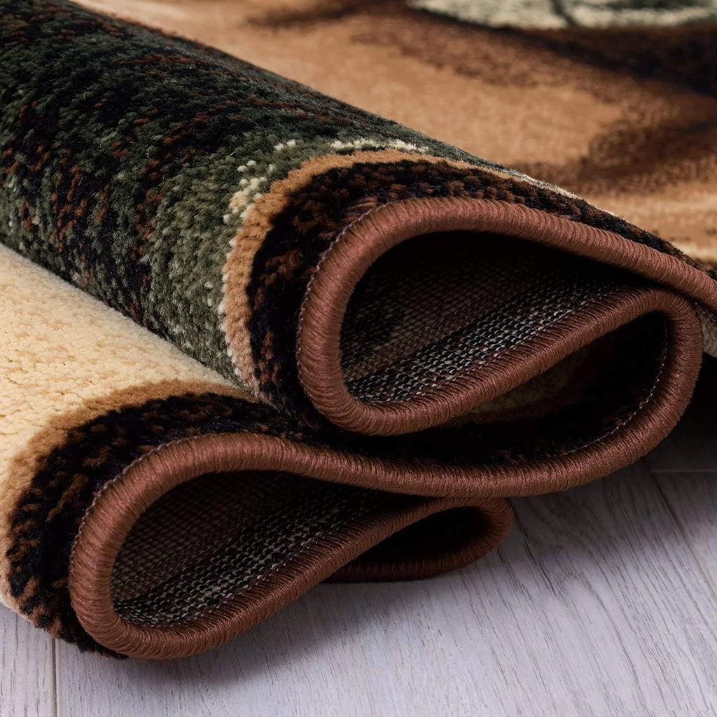 Elk Deer Pine Trees Area Rug 5' 3" X 7' 5" O8700