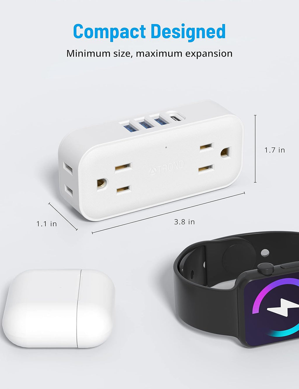 White 4 Outlet 4 USB Ports (1 USB C) Outlet Extender V936