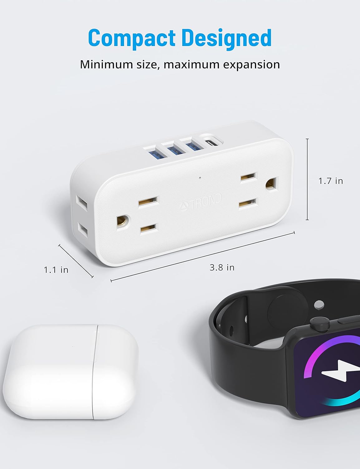 White 4 Outlet 4 USB Ports (1 USB C) Outlet Extender V936