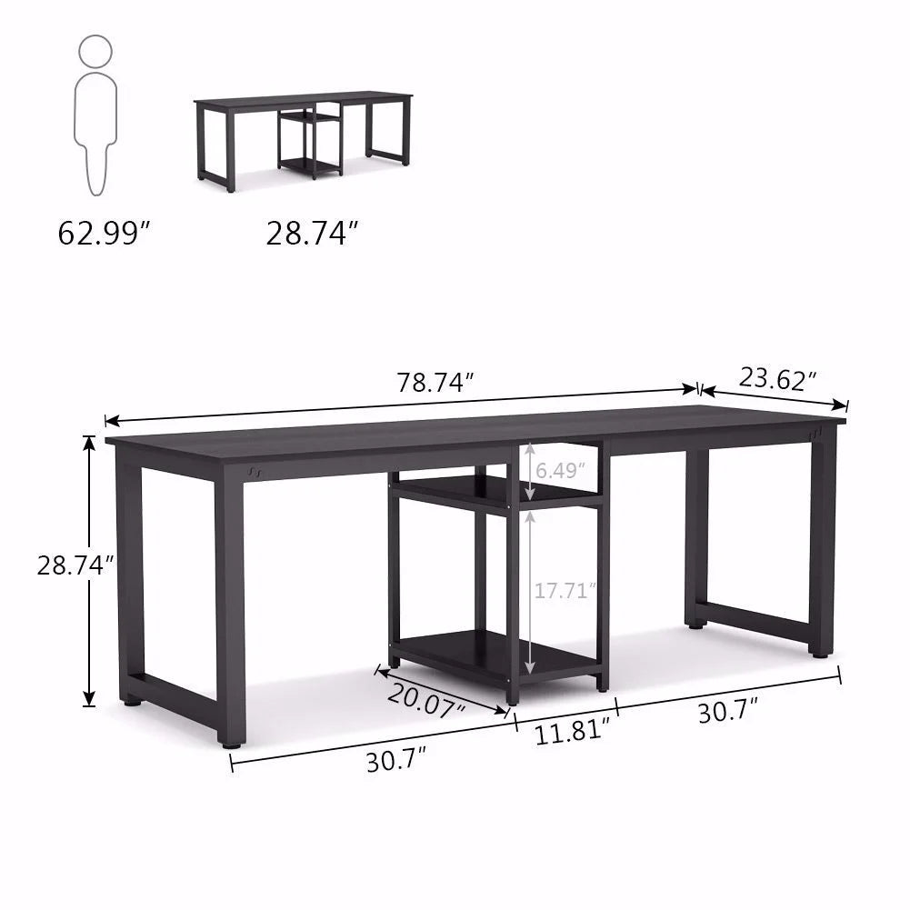 78 Extra Large Two Person Computer Desk with Shelf R88186