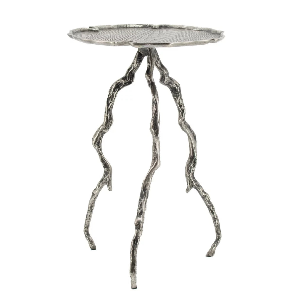 24 Inch Antique Silver Accent Table N40550