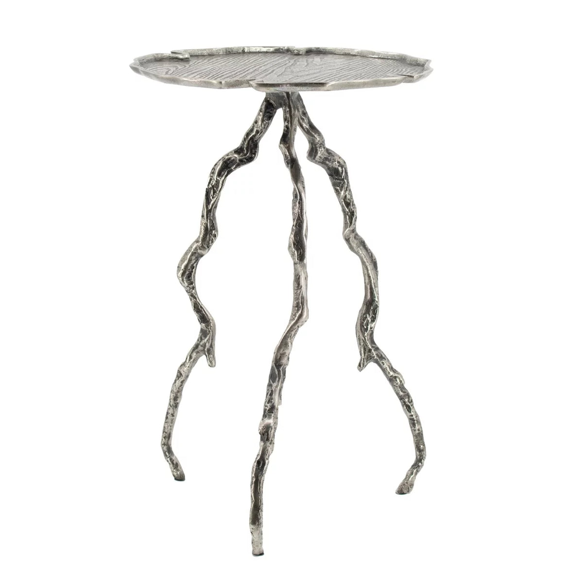 24 Inch Antique Silver Accent Table N40550