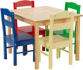 Kids Wooden Table and Chairs 5 Pieces Set Multicolor J16830