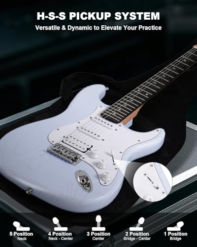 39" Beginner Electric Guitar Kit with Amp & HSS Pickups Black R189