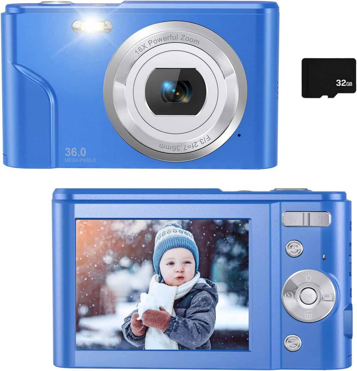 36MP Full HD 1080P Rechargeable Mini Digital Camera with 32GB SD Card T983