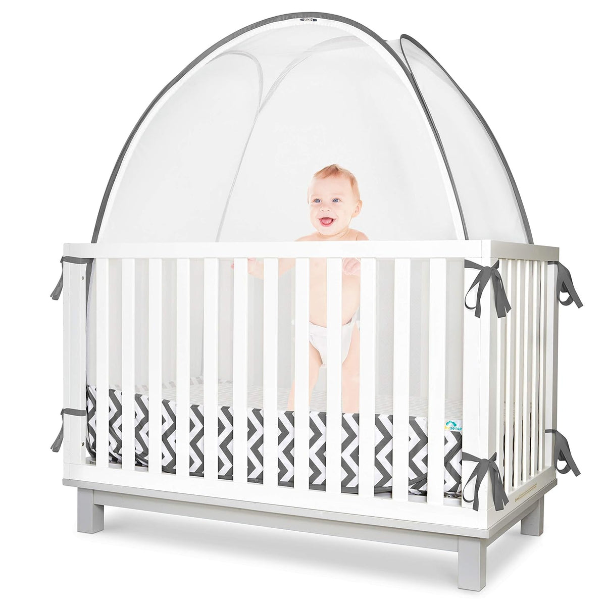 Grey Chevron Pop-Up Crib Tent Canopy I783