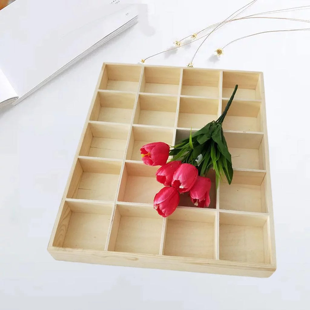 Wooden Multi Grids Storage Box B448