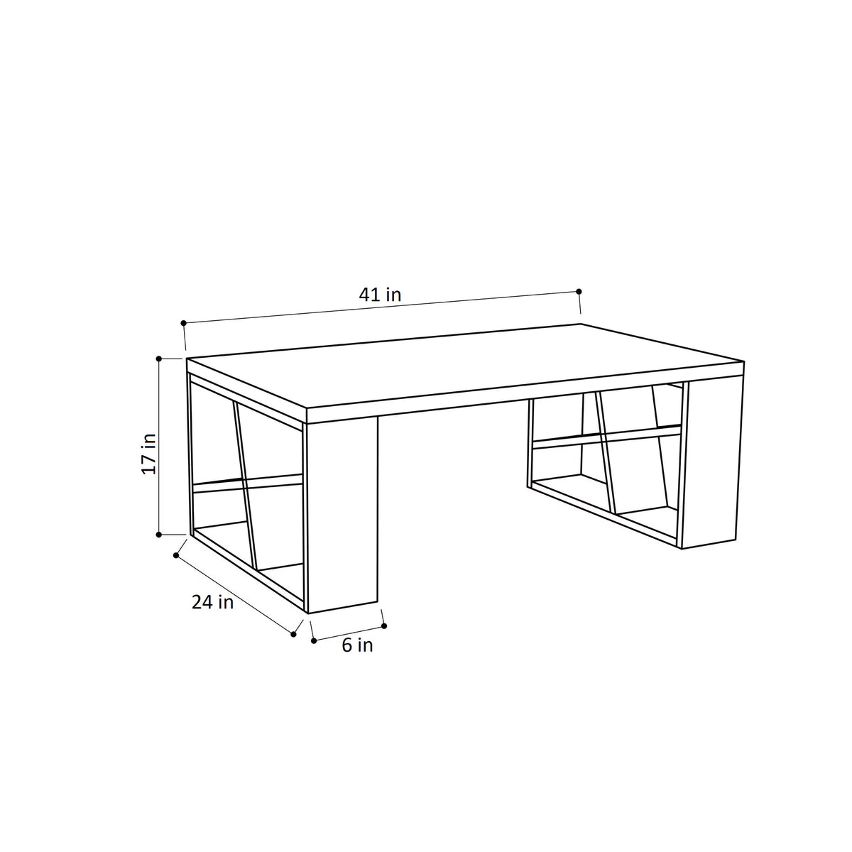 White Modern Coffee Table with Storage Shelf J7058