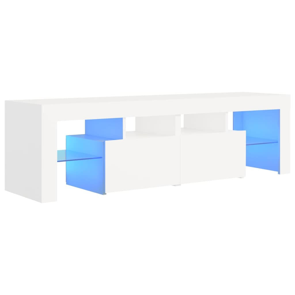 White Sonoma Oak TV Cabinet with LED Lights X630