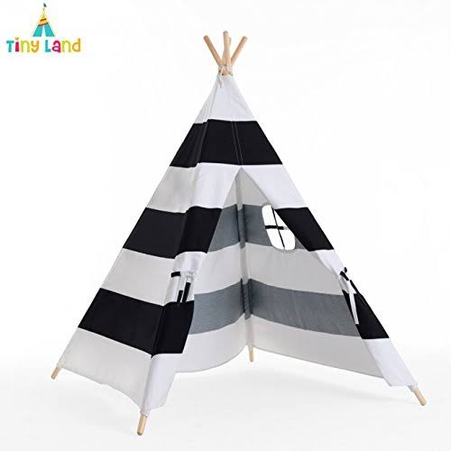 Black Stripes Cotton Canvas Teepee Tent X721338