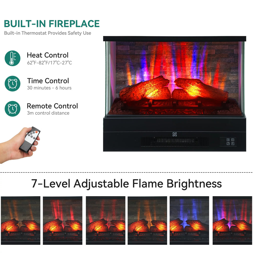 60 Inch White Entertainment Console with Slidable Fireplace and Storage Compartments N161512