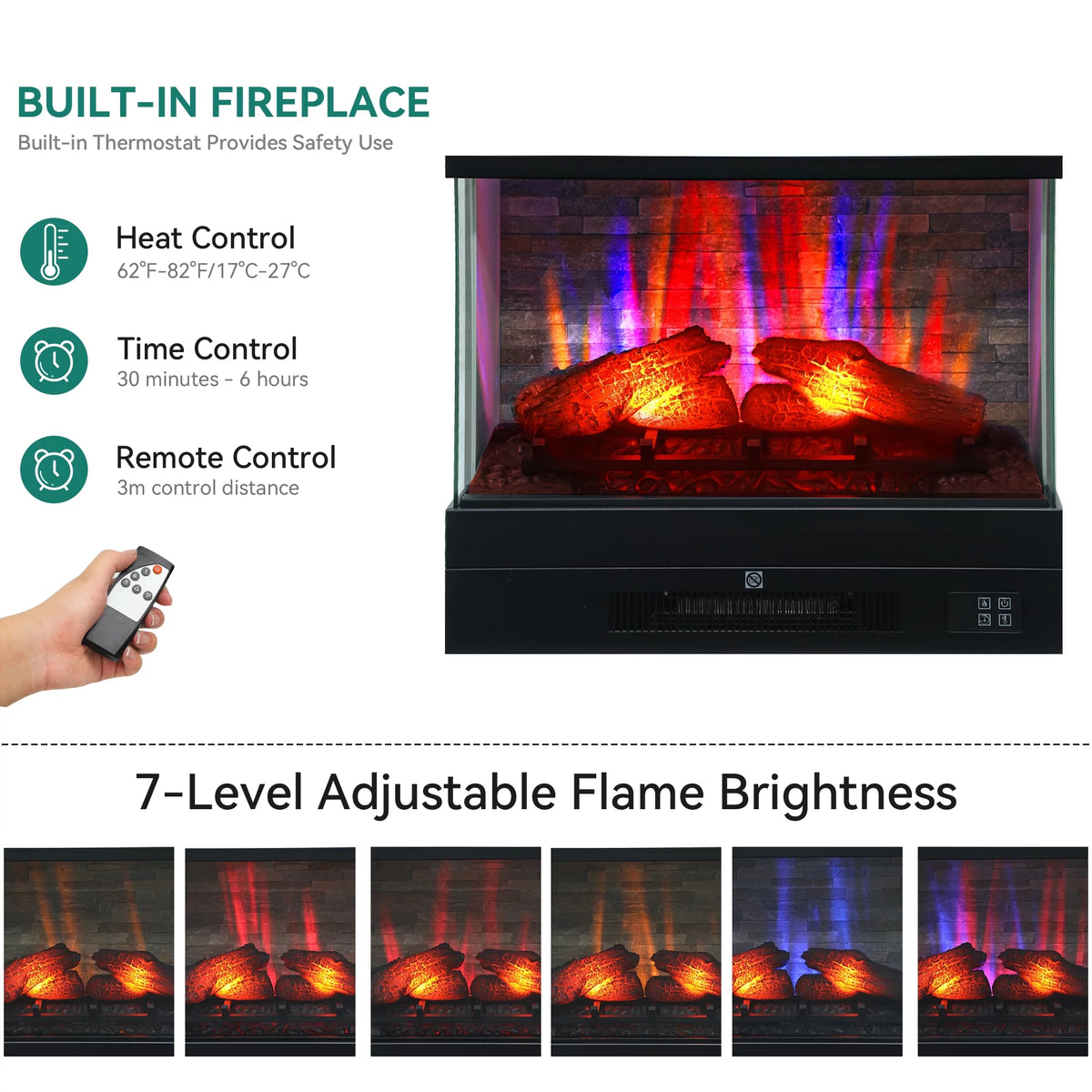 60 Inch White Entertainment Console with Slidable Fireplace and Storage Compartments N161512