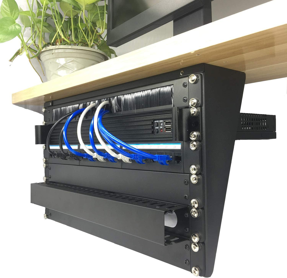 6U Folding 19 Inches Cold Rolled Steel Wall Mountable Vertical Rack Pack of 2 B158