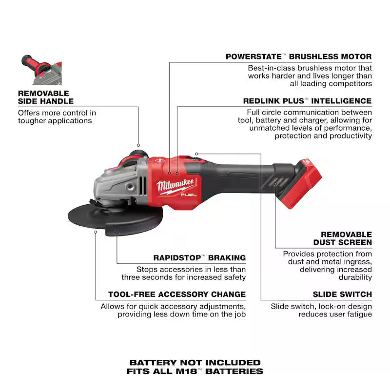 18V Lithium-Ion Brushless Cordless 4-1/2 in./6 in. Grinder Q481796