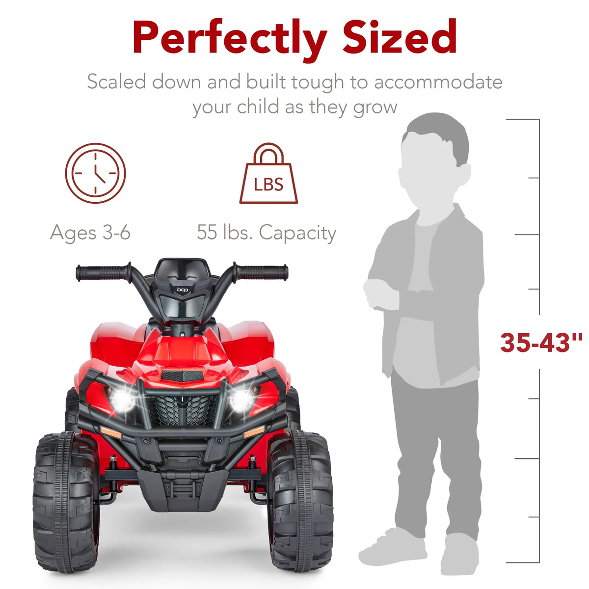 12V Kids Ride-On ATV Quad with LED Lights, Black U288