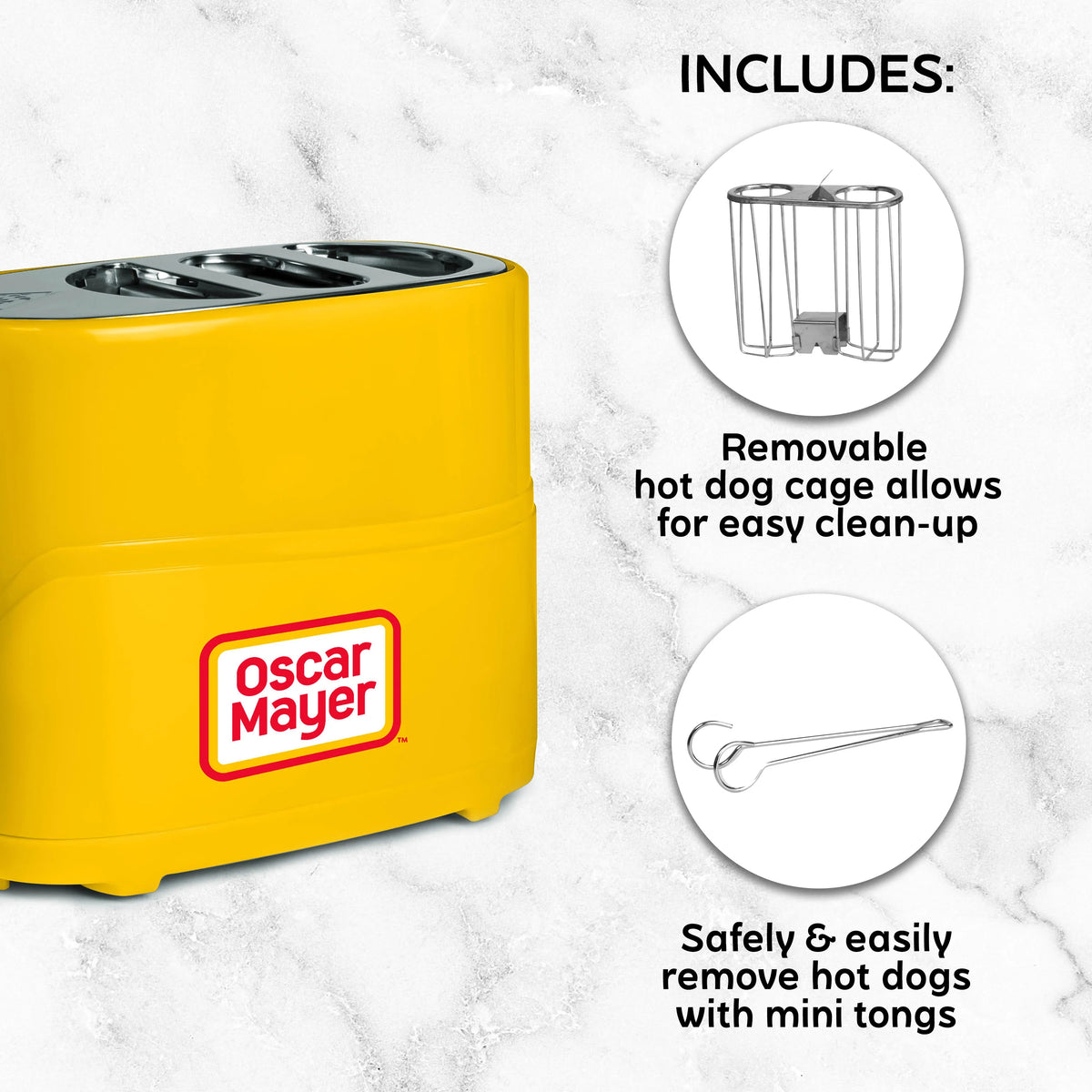 2 Slot Hot Dog and Bun Toaster with Mini Tongs K730
