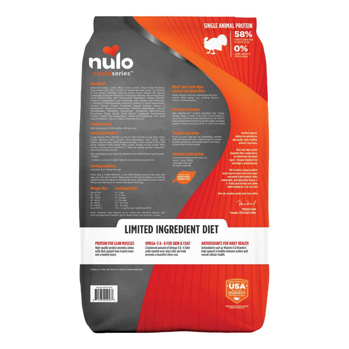 Grain Free Limited Ingredient Turkey Dog Food E8139