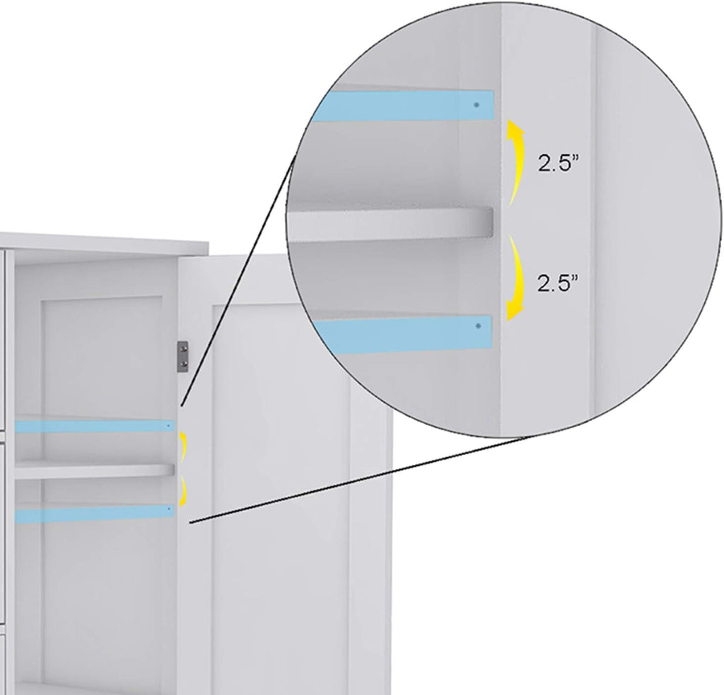 White Freestanding Bathroom Storage Cabinet with 4 Drawers and 1 Door G97092