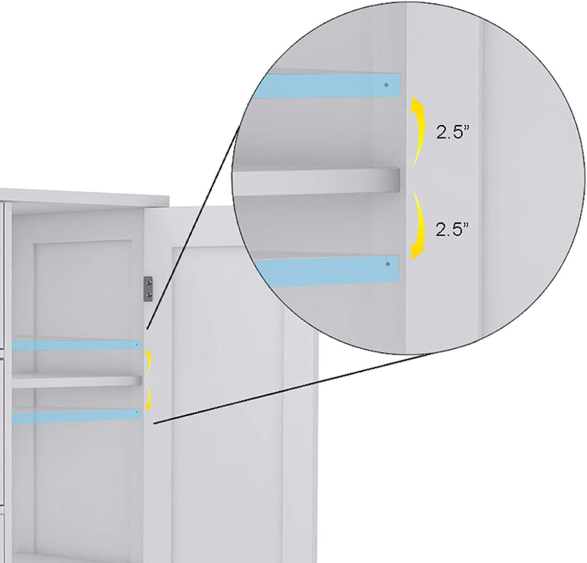 White Freestanding Bathroom Storage Cabinet with 4 Drawers and 1 Door G97092