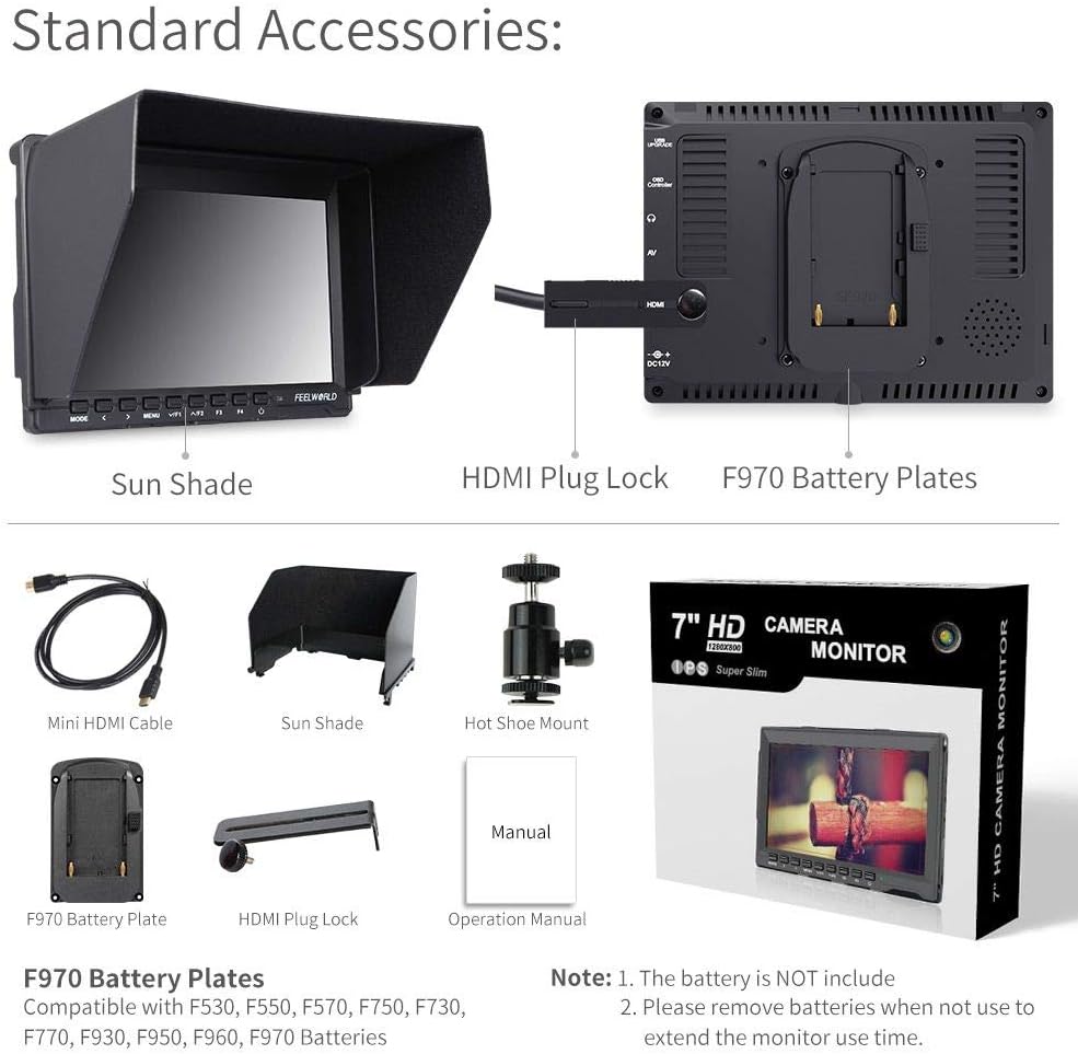 7 Inch 1280x800 IPS Field Monitor with Sunshade U845180