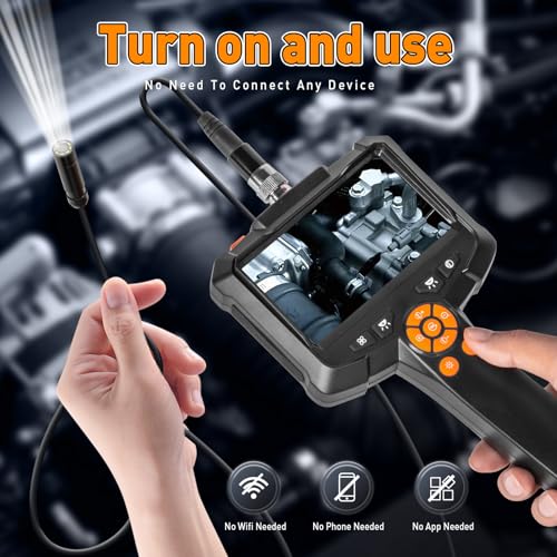 16.4FT Semi-Rigid Cord 1080P HD Industrial Borescope Camera with 8 LED Lights C93683