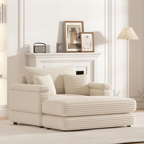 86.6 Inch Corduroy 3 Seater Sectional Sofa with Ottoman V761
