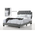 Grey Velvet Twin Size Bed with USB S13014