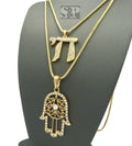 Iced Hamsa Pendant Necklace with Box Chain O956
