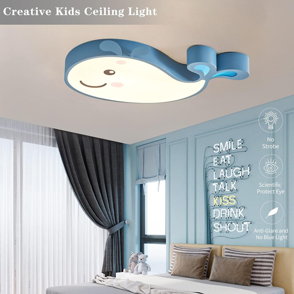 Blue Cartoon Whale Flush Mount Ceiling Light G7954