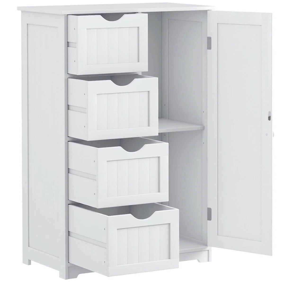 White 4 Drawer Wooden Bathroom Cabinet B8554
