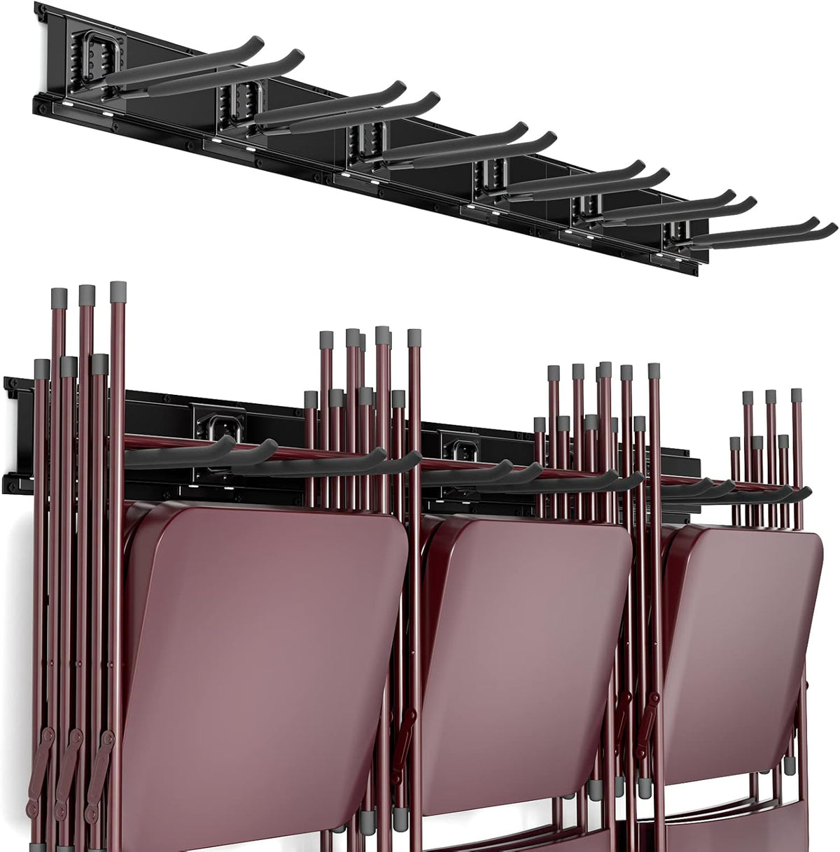 Heavy Duty Garage Storage Tool Organizer Wall Mount Rack with 6 Long Hooks, 48 Inch, Pack of 2 U464894