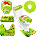 4 Pcs Christmas Green Toilet Seat Cover Set W86705