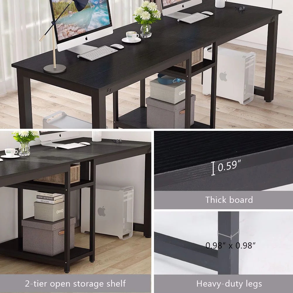 78 Extra Large Two Person Computer Desk with Shelf R88186