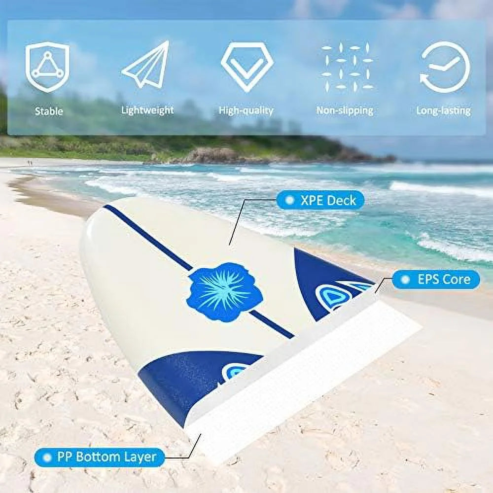 Non-Slip Surfing Board With Removable Fins & Leash V551021