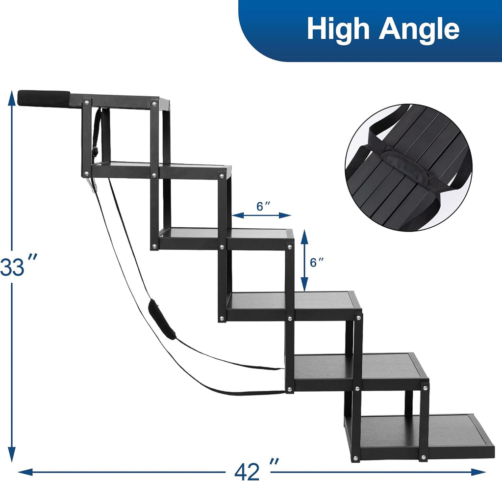 Foldable Aluminum 6 Step Dog Stairs with Nonslip Surface W4330