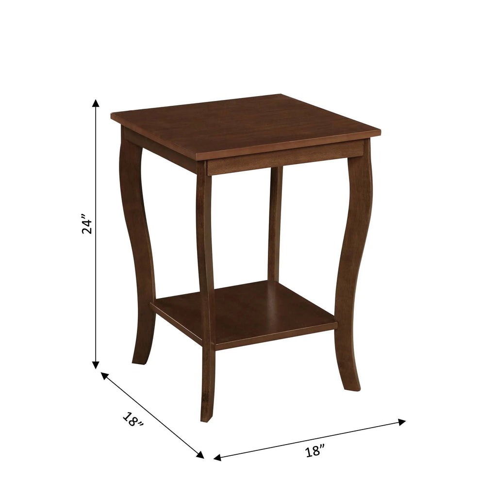 Espresso Square End Table with Shelf U2733