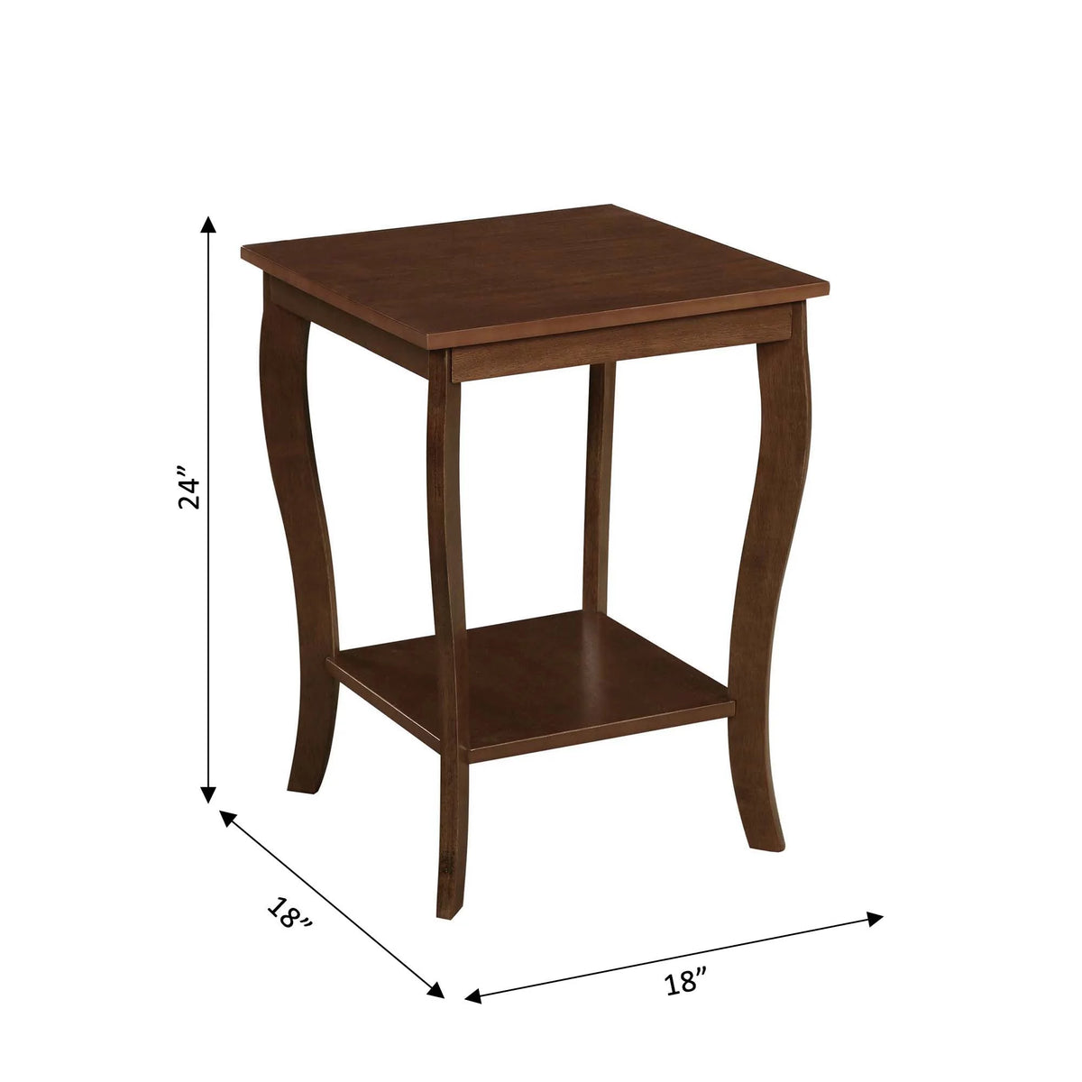 Espresso Square End Table with Shelf U2733