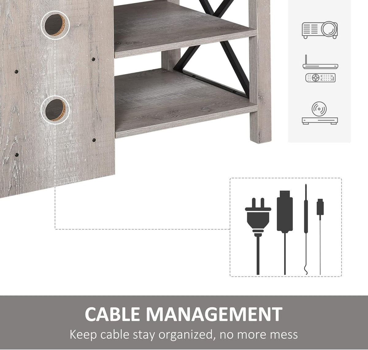 Console TV Stand with 2 Cable Management Hole P34560